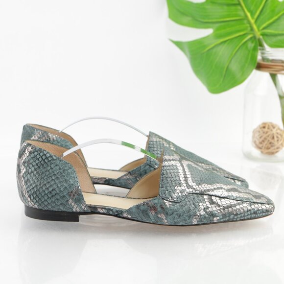 Vince Camuto Womens Kordie D'Orsay Flats Size 8.5 Blue Teal Python Slip On Shoes - Picture 3 of 12
